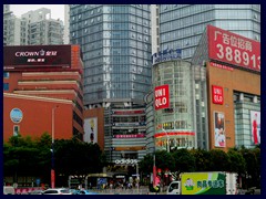 Victory Plaza has a shopping mall beneath the skyscrapers.